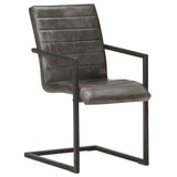 Vidaxl eetkamerstoelen 2 st echt leer grijs