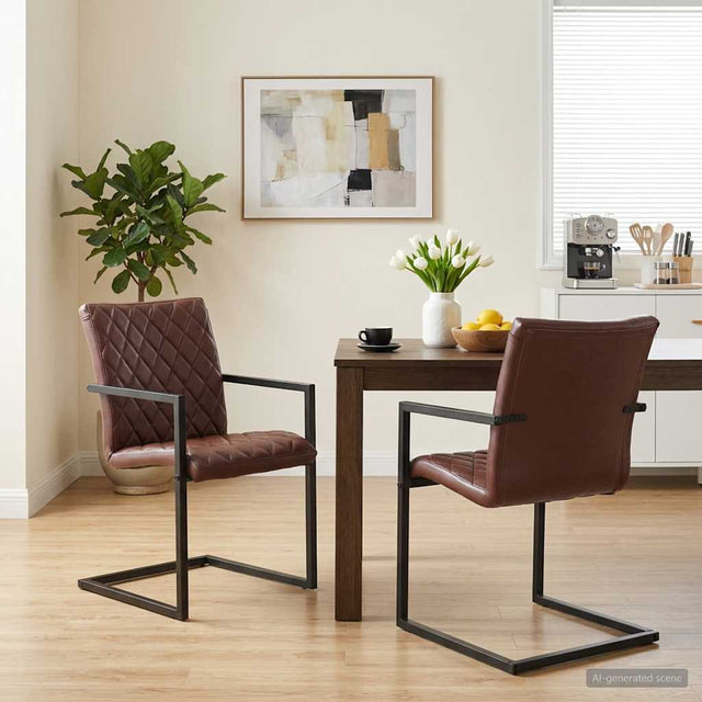 Vidaxl eetkamerstoelen 2 st echt leer bruin