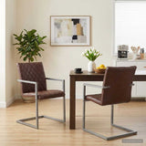 Vidaxl eetkamerstoelen 2 st echt leer bruin