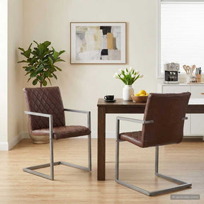Vidaxl eetkamerstoelen 2 st echt leer bruin