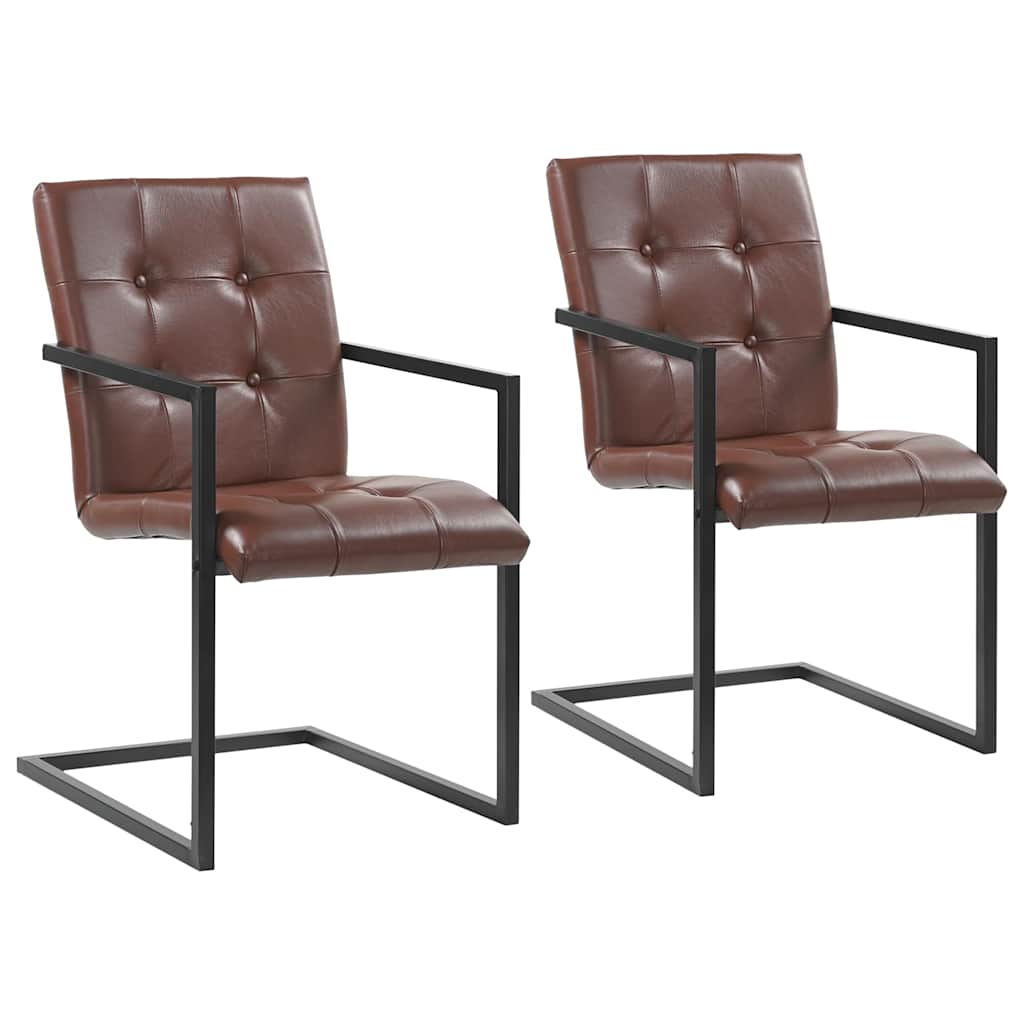 Vidaxl eetkamerstoelen 2 st echt leer bruin