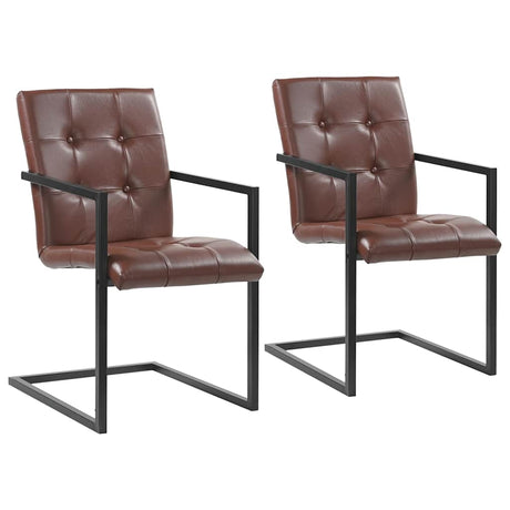 Vidaxl eetkamerstoelen 2 st echt leer bruin
