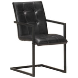 Vidaxl eetkamerstoelen 2 st echt leer zwart