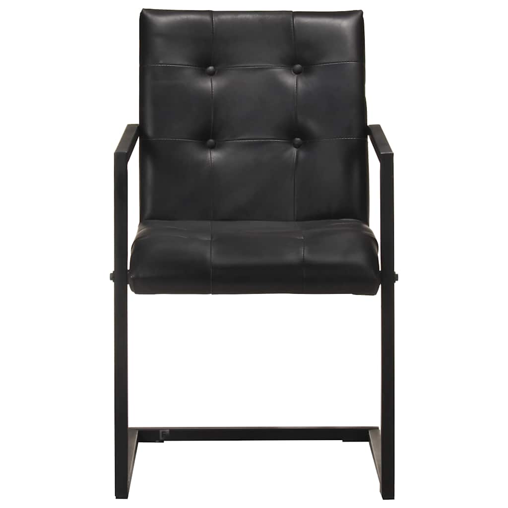 Vidaxl eetkamerstoelen 2 st echt leer zwart