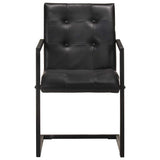 Vidaxl eetkamerstoelen 2 st echt leer zwart