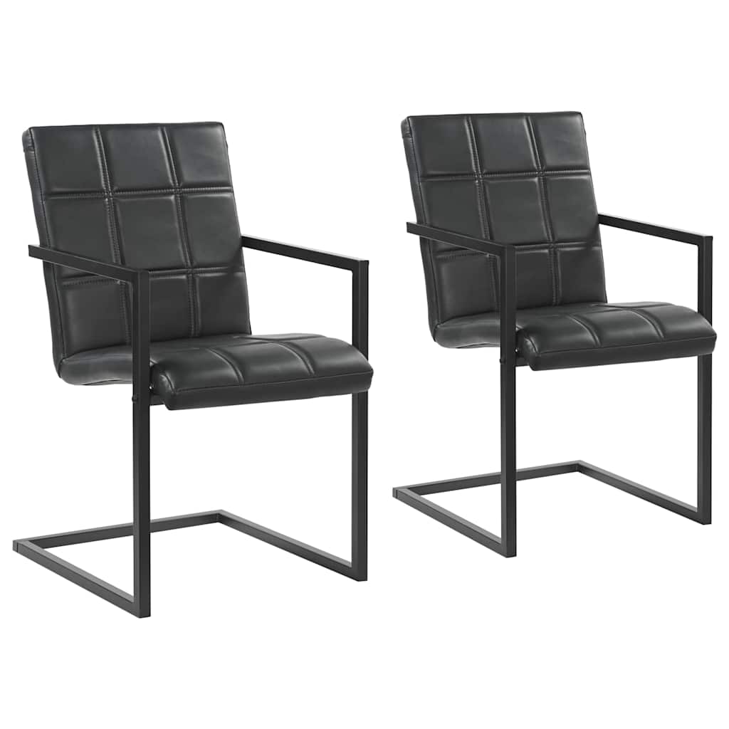 Vidaxl eetkamerstoelen 2 st echt leer zwart