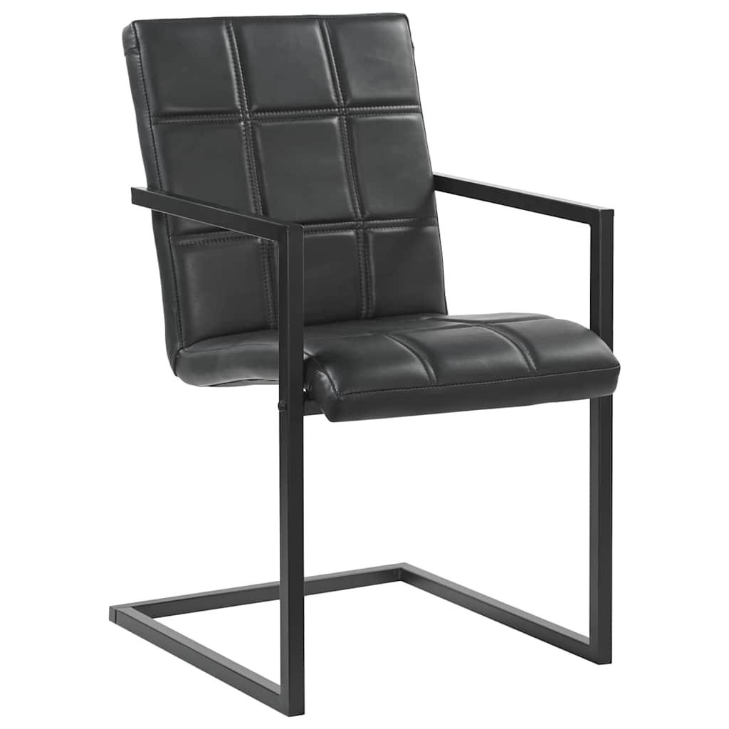Vidaxl eetkamerstoelen 2 st echt leer zwart