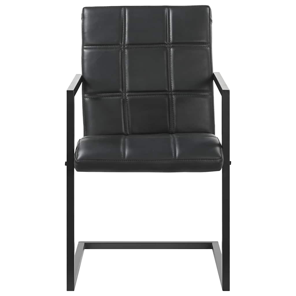 Vidaxl eetkamerstoelen 2 st echt leer zwart