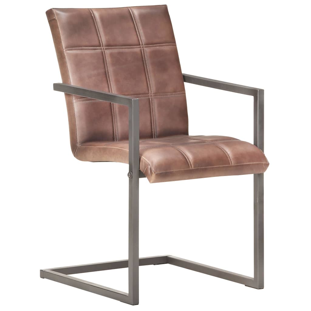 Vidaxl eetkamerstoelen 2 st echt leer verweerd bruin