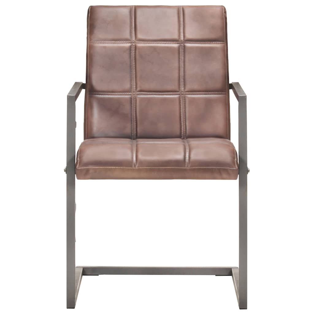 Vidaxl eetkamerstoelen 2 st echt leer verweerd bruin
