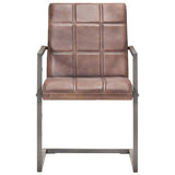 Vidaxl eetkamerstoelen 2 st echt leer verweerd bruin