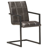 Vidaxl eetkamerstoelen 2 st echt leer grijs