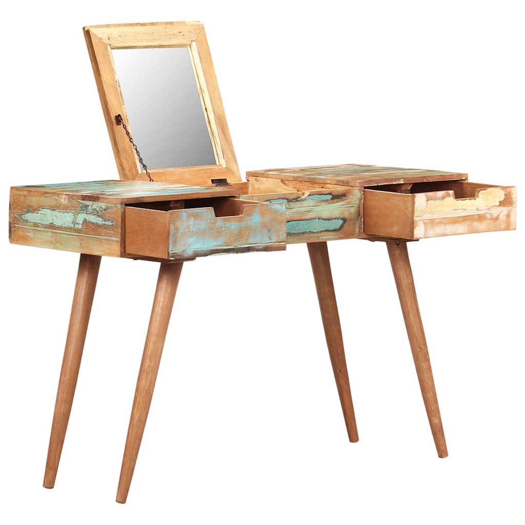 Vidaxl kaptafel met spiegel 112x45x76 cm massief gerecycled hout