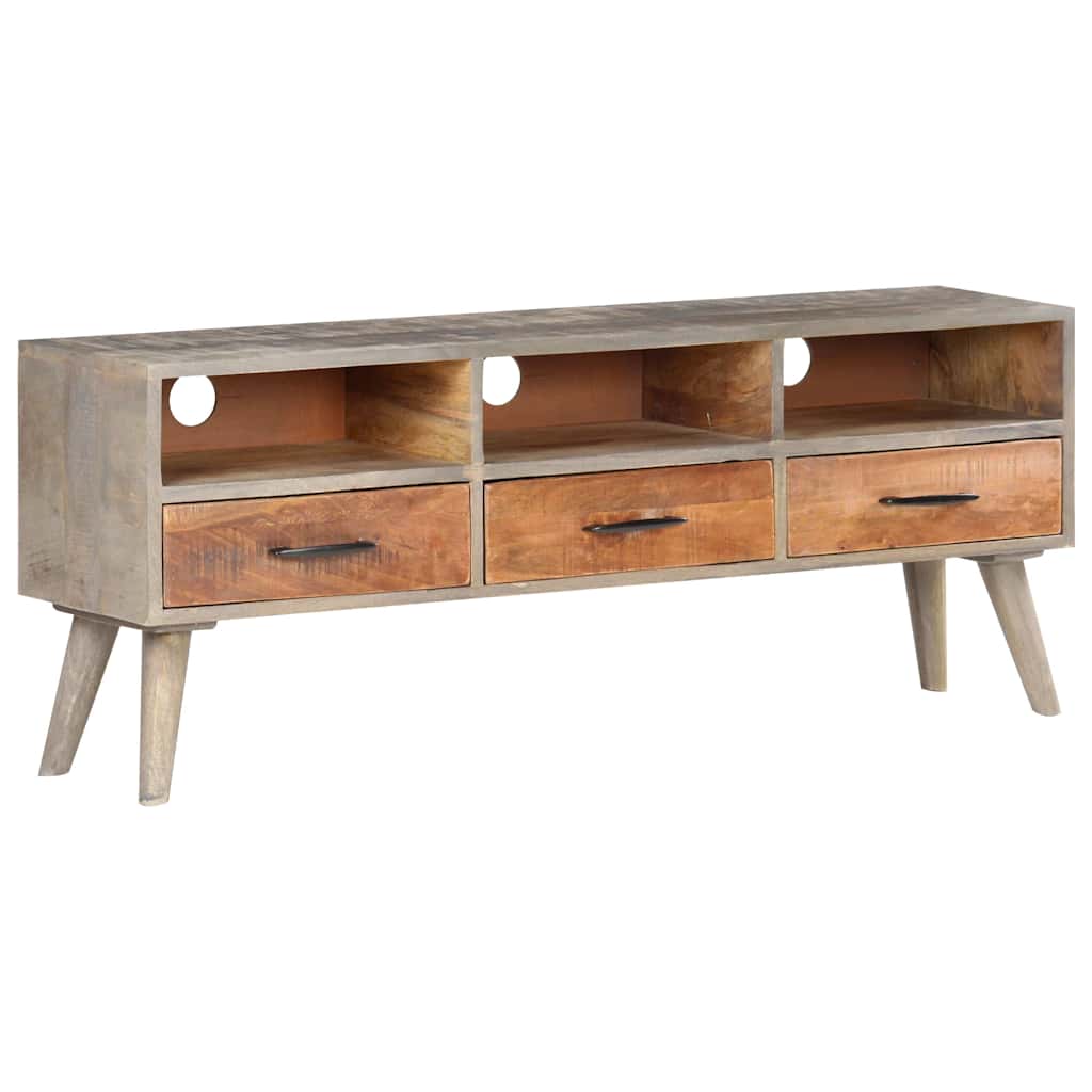 Vidaxl tv-meubel 130x35x51 cm massief ruw mangohout grijs