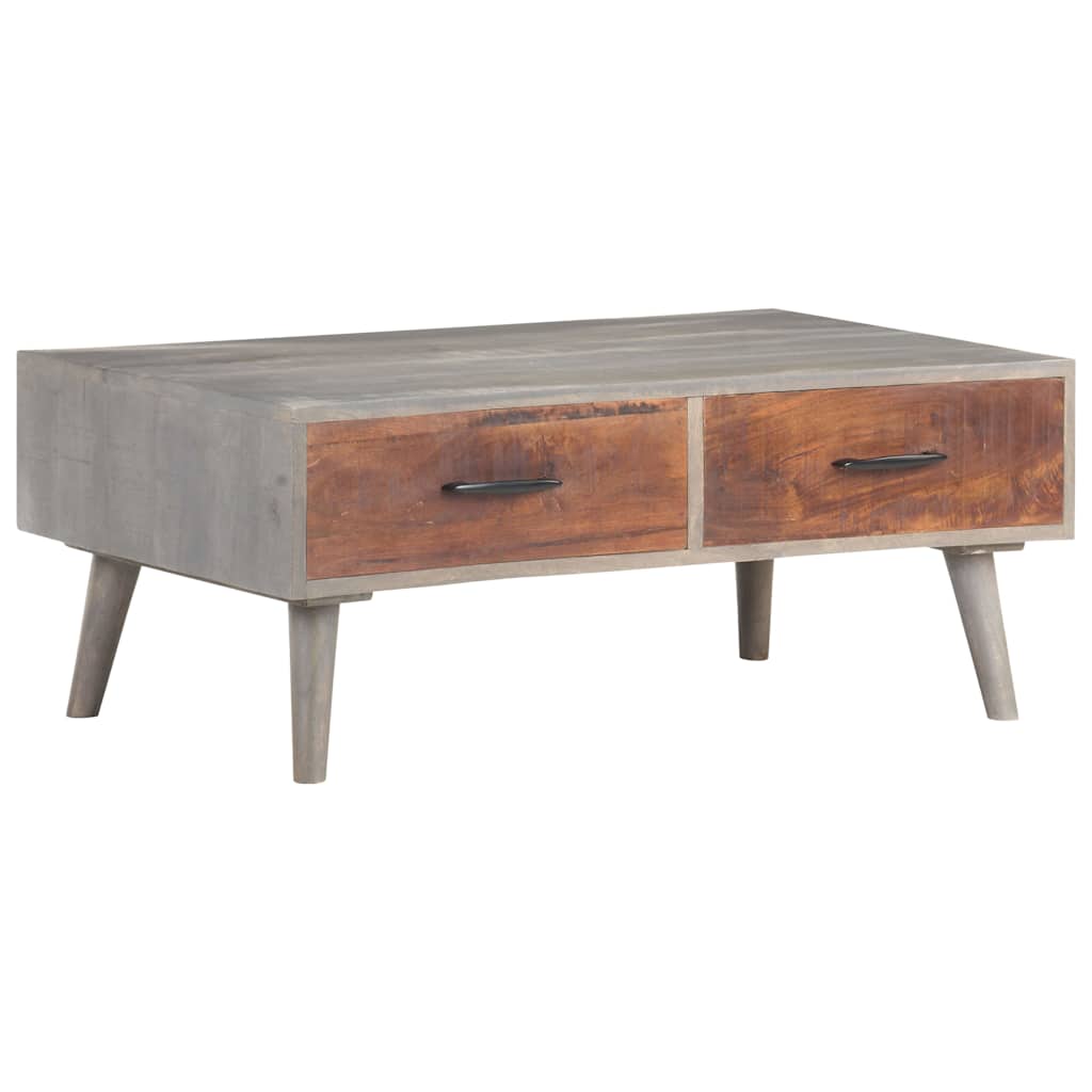 Vidaxl salontafel 100x60x40 cm massief ruw mangohout grijs