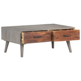 Vidaxl salontafel 100x60x40 cm massief ruw mangohout grijs