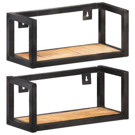 Vidaxl wandschappen 2 st 40 cm ruw mangohout