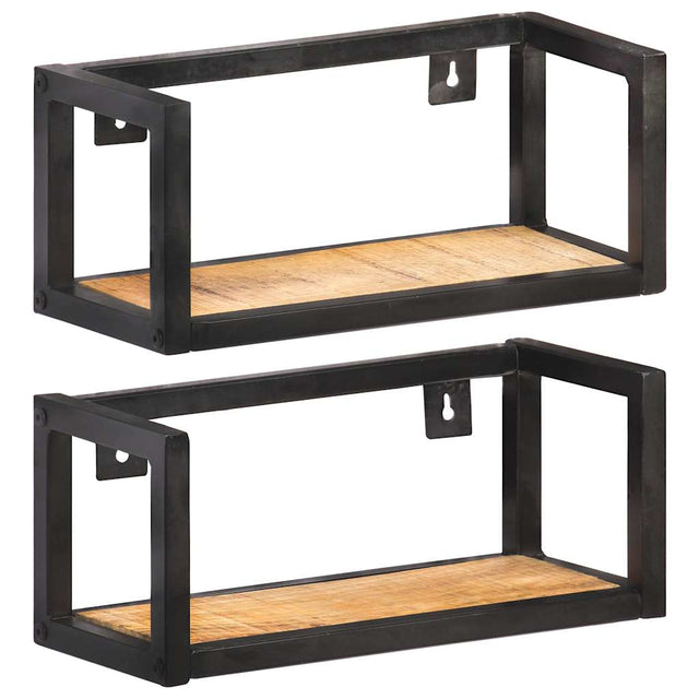 Vidaxl wandschappen 2 st 40 cm ruw mangohout