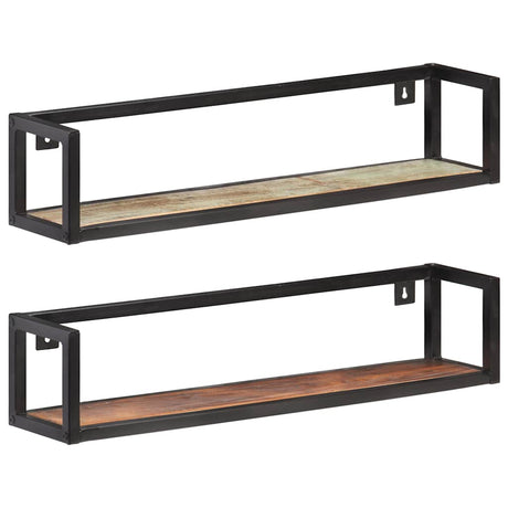 Vidaxl wandschappen 2 st 80 cm massief gerecycled hout