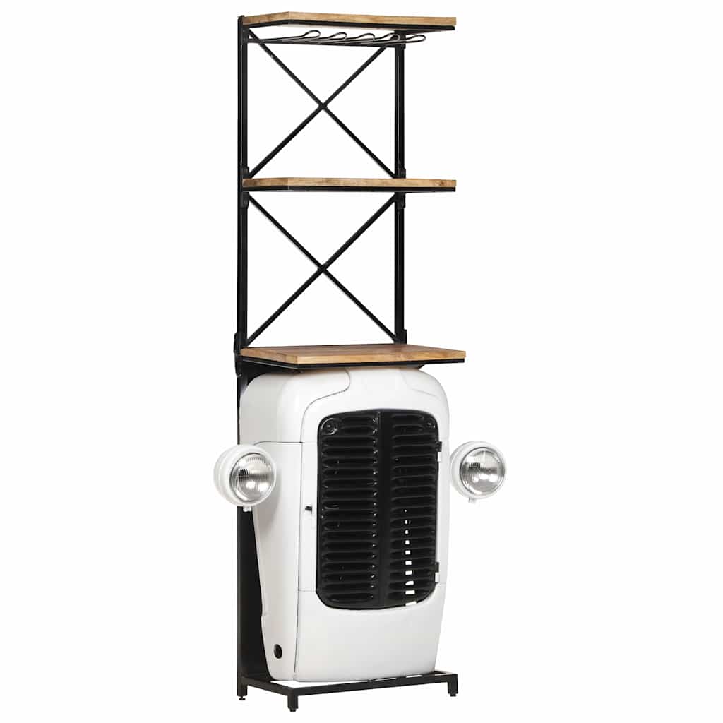 Vidaxl wijnkast tractor 49x31x172 cm ruw mangohout wit