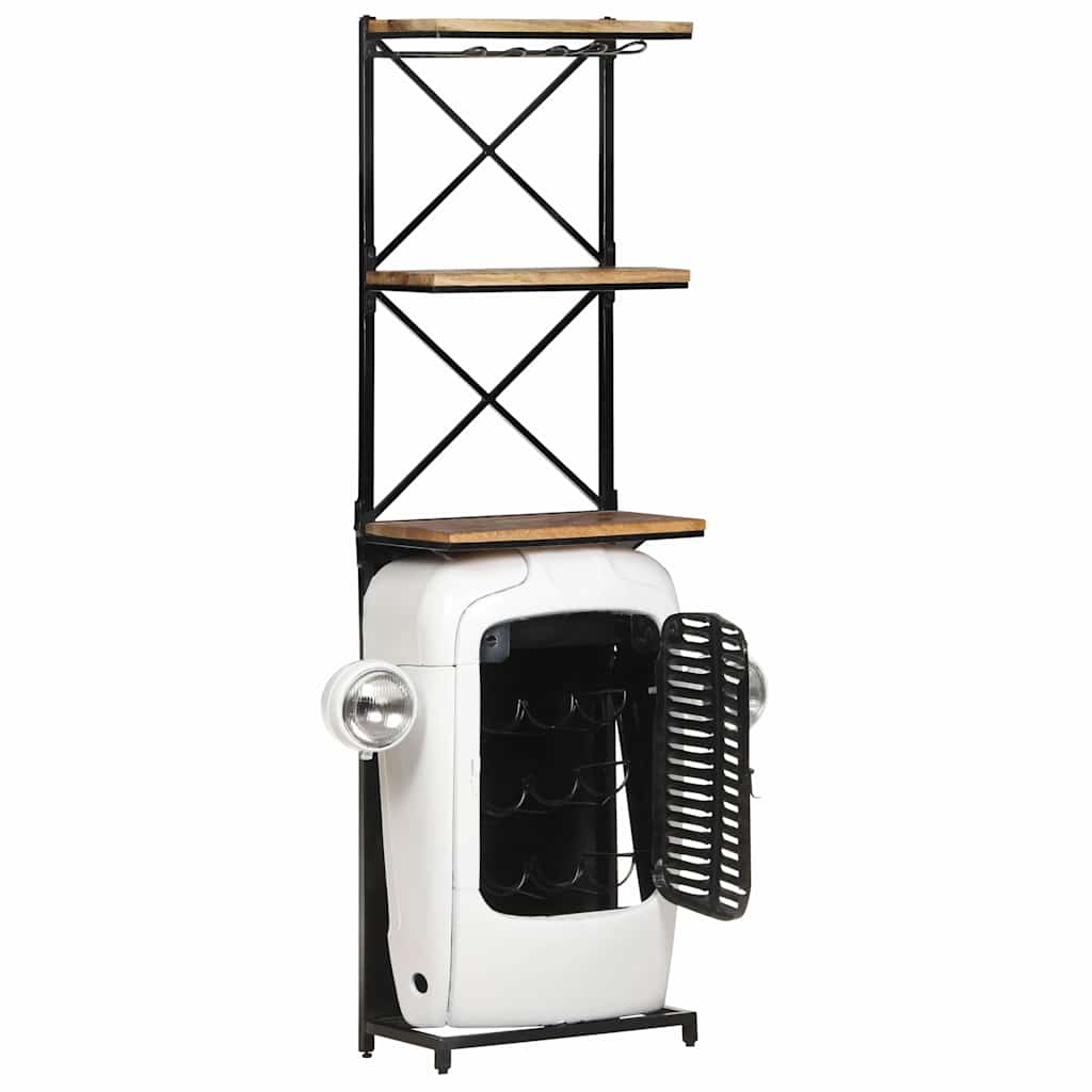 Vidaxl wijnkast tractor 49x31x172 cm ruw mangohout wit