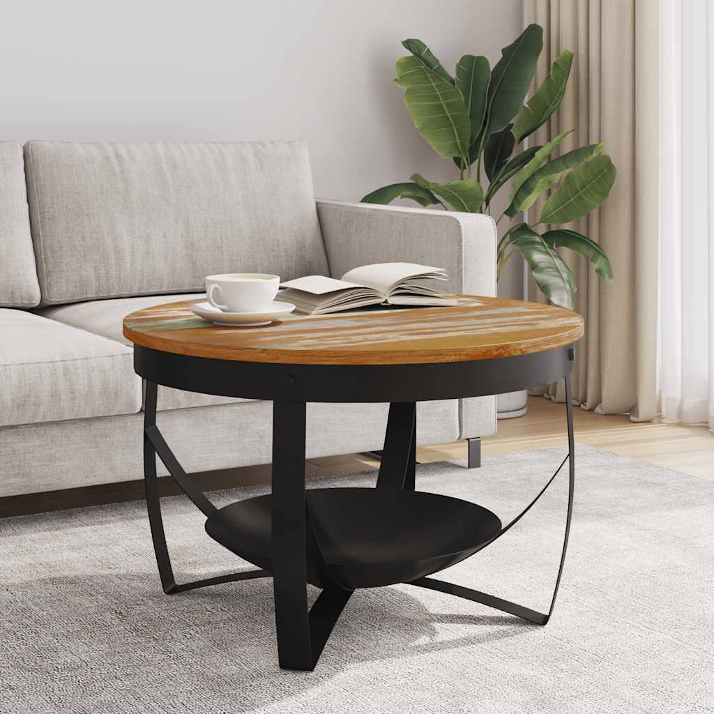 Vidaxl salontafel ø 68x43 cm massief gerecycled hout