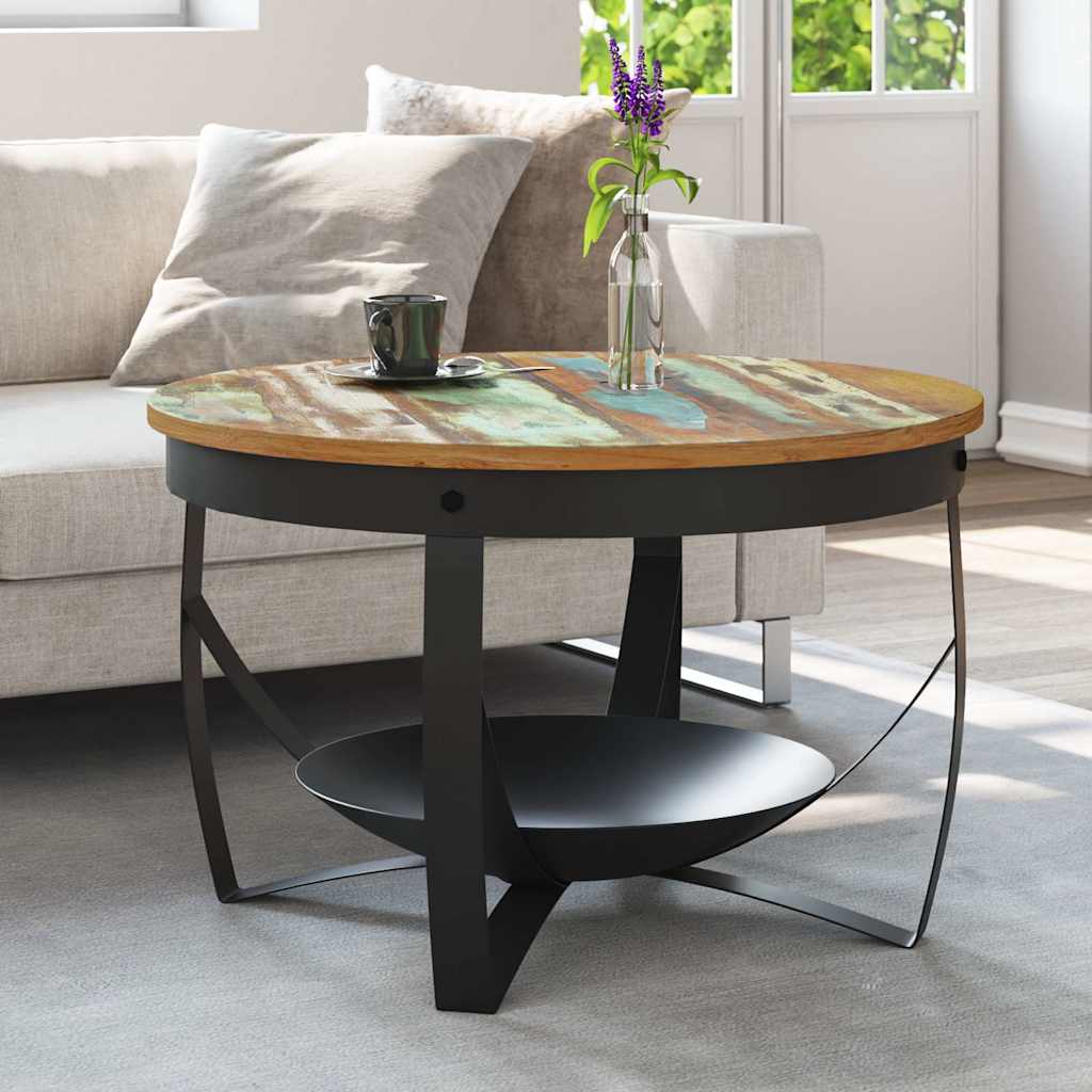 Vidaxl salontafel ø 68x43 cm massief gerecycled hout