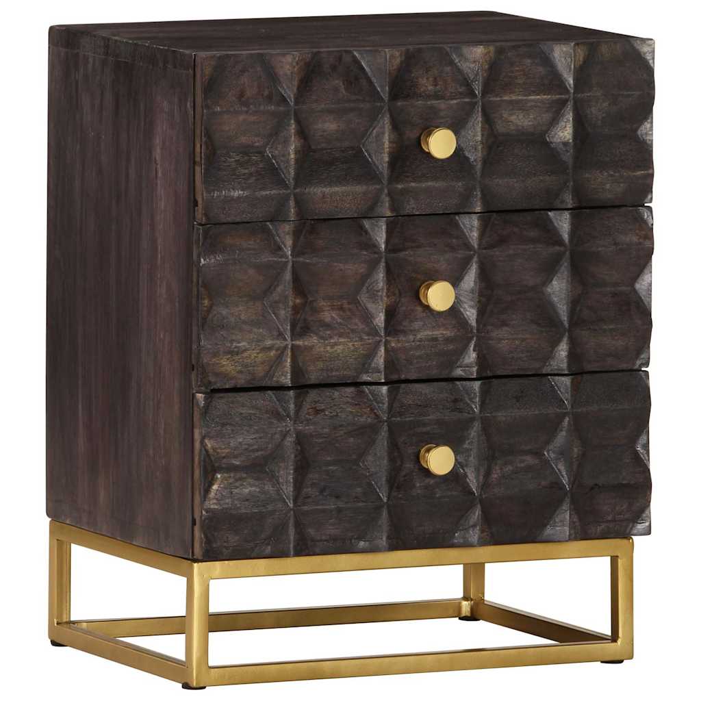 Vidaxl nachtkastje 40x30x50 cm massief mangohout zwart