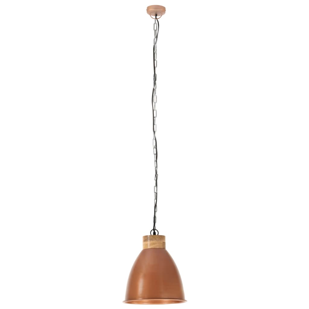 Vidaxl Lámpara colgante E27 35 cm Color de cobre de hierro y madera maciza