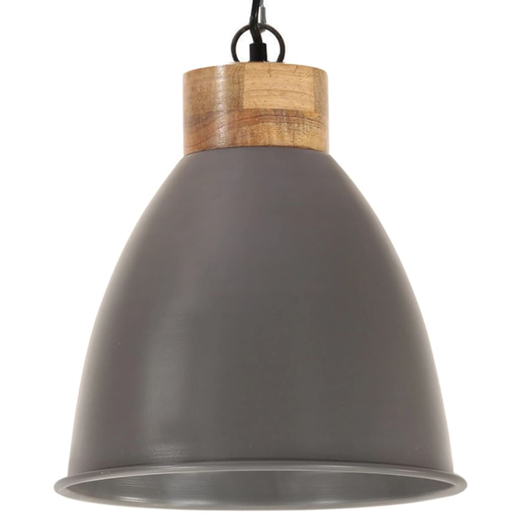 Vidaxl hanglamp industrieel e27 35 cm ijzer en massief hout grijs