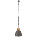 Vidaxl Hanging Lamp Industrial E27 35 cm fer et gris en bois massif