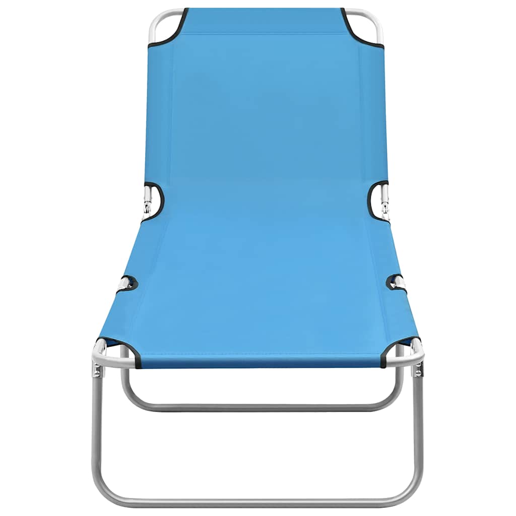 Vidaxl ligbed inklapbaar staal en stof turquoiseblauw