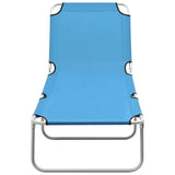 Vidaxl ligbed inklapbaar staal en stof turquoiseblauw