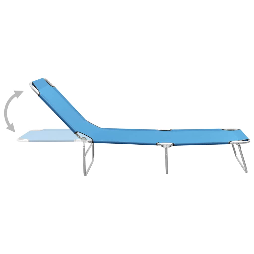 Vidaxl ligbed inklapbaar staal en stof turquoiseblauw