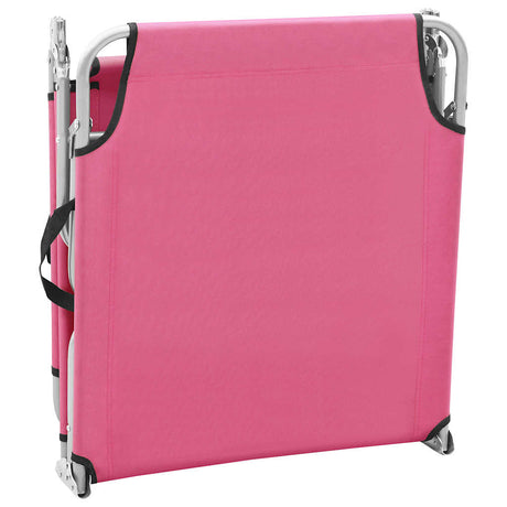 Vidaxl ligbed inklapbaar staal en stof roze