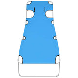 Vidaxl ligbed inklapbaar met hoofdkussen staal turquoiseblauw