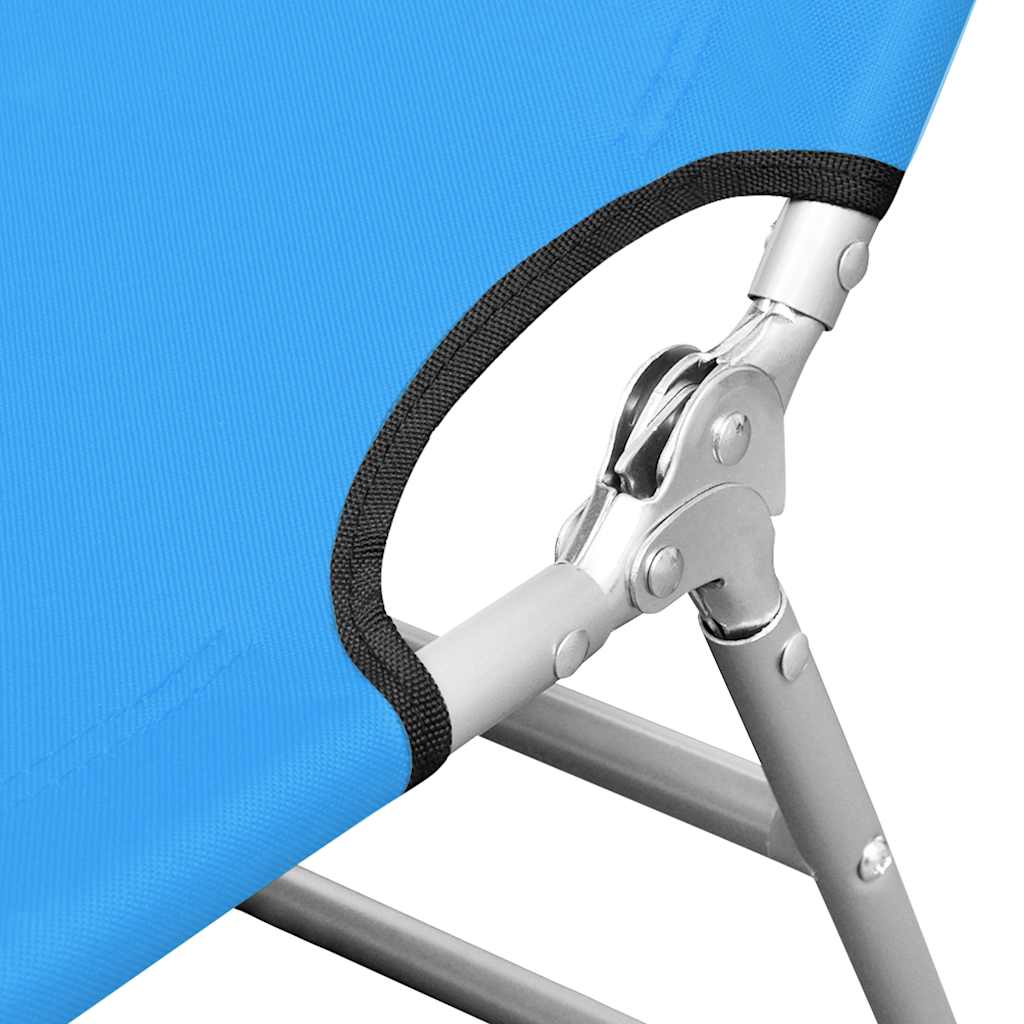 Vidaxl ligbed inklapbaar met hoofdkussen staal turquoiseblauw