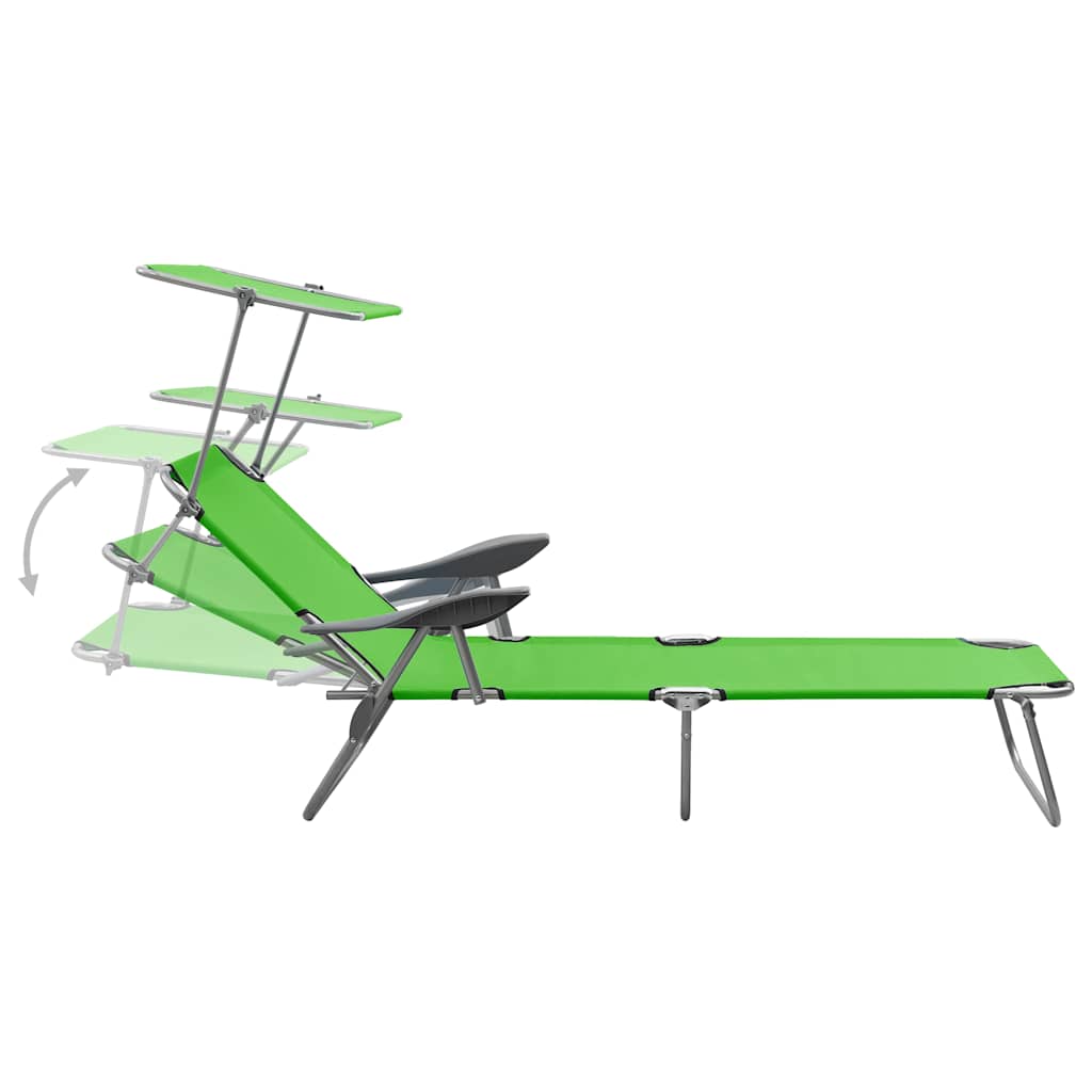 Vidaxl ligbed met luifel staal groen