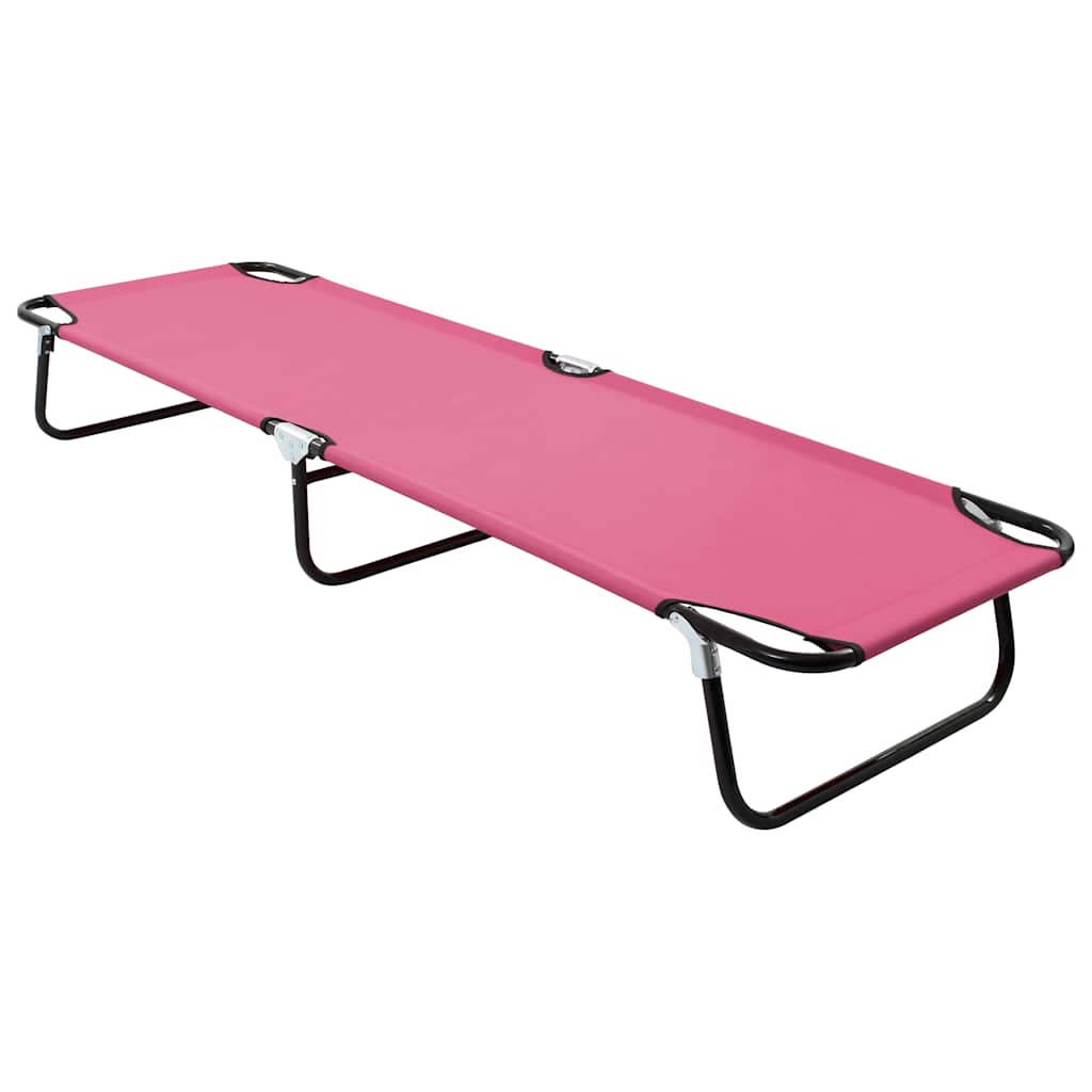 Vidaxl ligbed inklapbaar staal roze