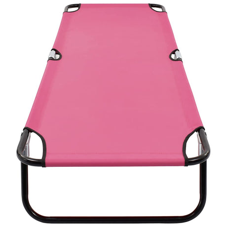 Vidaxl ligbed inklapbaar staal roze