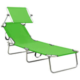 Vidaxl ligbed inklapbaar met luifel aluminium groen