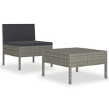 Vidaxl 2-delige loungeset met kussens poly rattan grijs