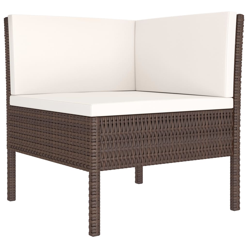 Vidaxl 3-delige loungeset met kussens poly rattan bruin