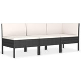 Vidaxl 3-delige loungeset met kussens poly rattan zwart