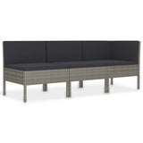 Vidaxl 3-delige loungeset met kussens poly rattan grijs