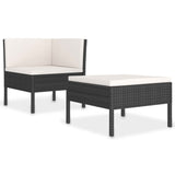 Vidaxl 2-delige loungeset met kussens poly rattan zwart