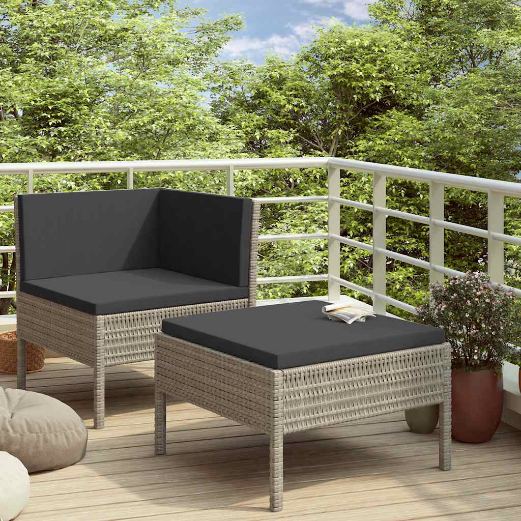 Vidaxl 2-delige loungeset met kussens poly rattan grijs