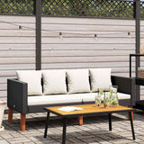 Vidaxl tuinbank 2-zits met kussens poly rattan zwart