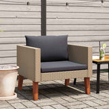 Vidaxl tuinbank eenzits met kussens poly rattan beige