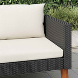 Vidaxl tuinbank eenzits met kussens poly rattan zwart